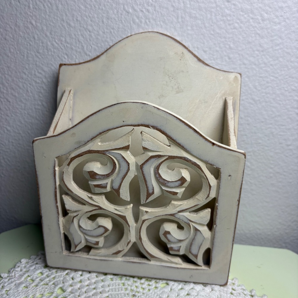 Direct International Cream Wood Letter Holder Shabby Chic